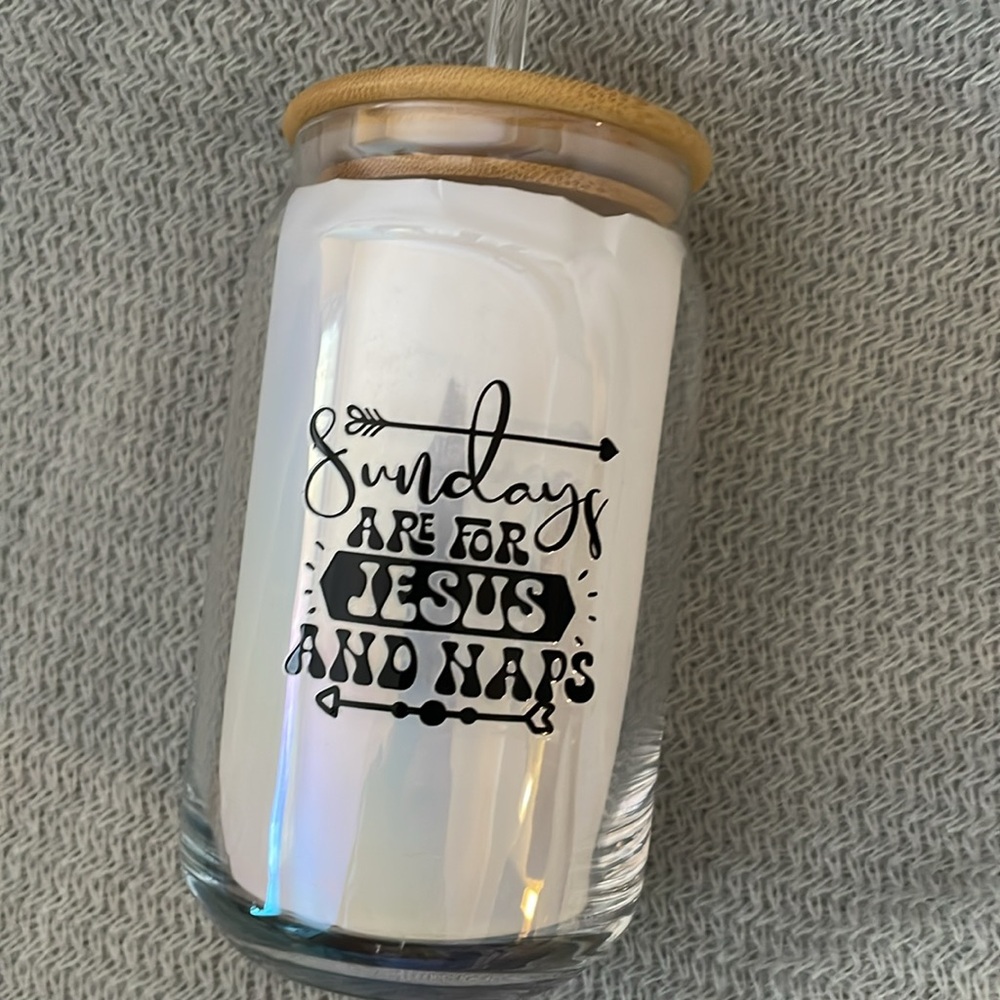 🆕 Custom Designed Libby Style Glass Mug - “Sundays Are For Jesus And Naps” - Picture 2 of 3